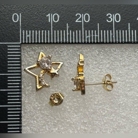 Celestial Gold and Silver Star Moon Earrings - Picture 8 of 11